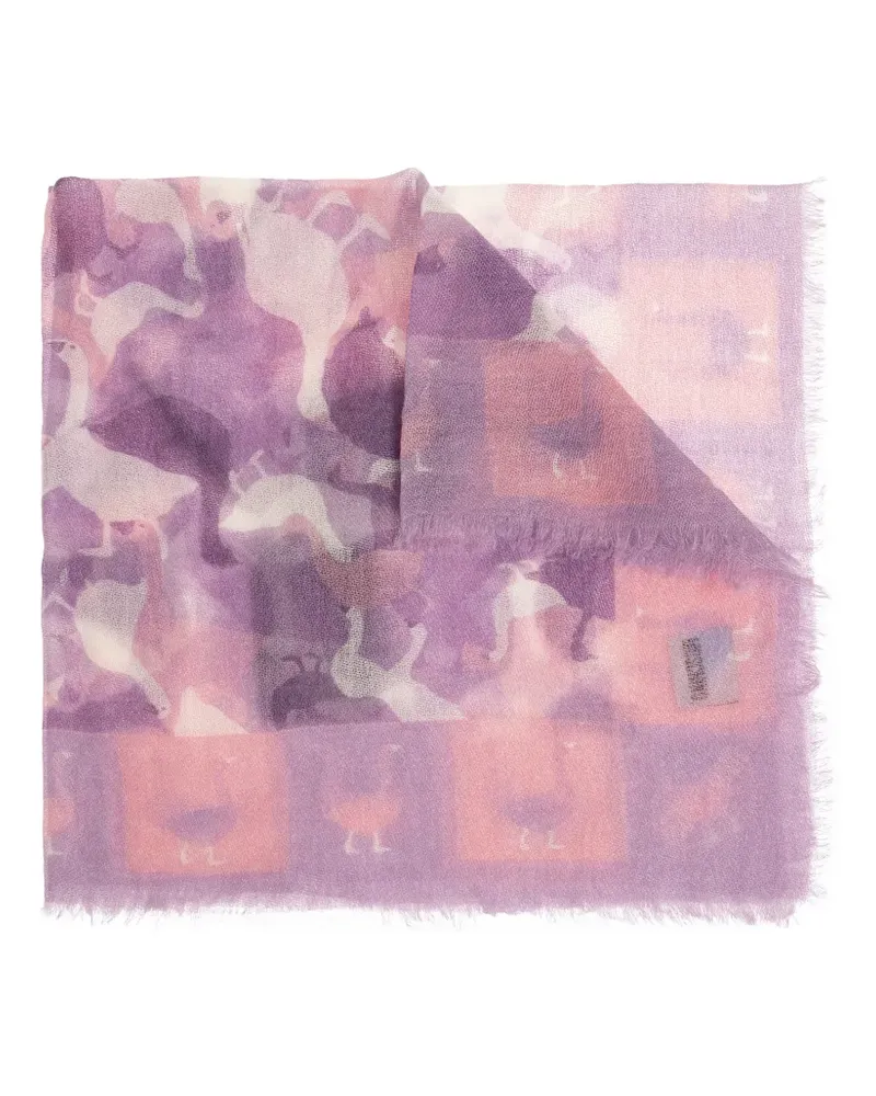 Moschino fringed animal-print scarf - Violett Violett