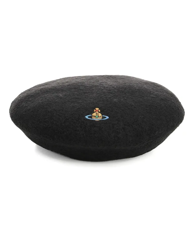 Vivienne Westwood Baskenmütze mit Orb-Stickerei - Schwarz Schwarz