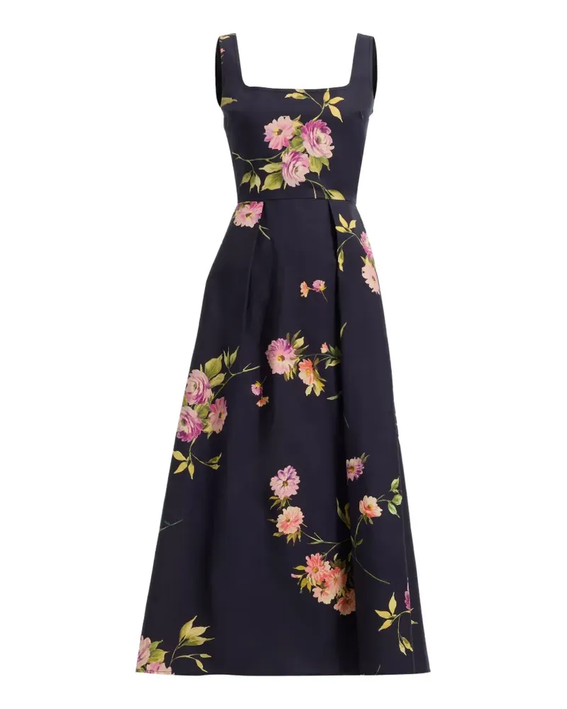 Elie Saab Midikleid mit Blumenprint - Blau Blau