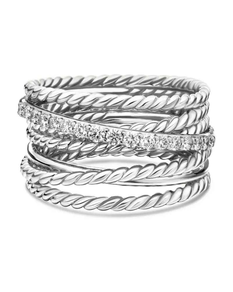 David Yurman Crossover Ring aus Sterlingsilber mit Diamant 12mm Silber
