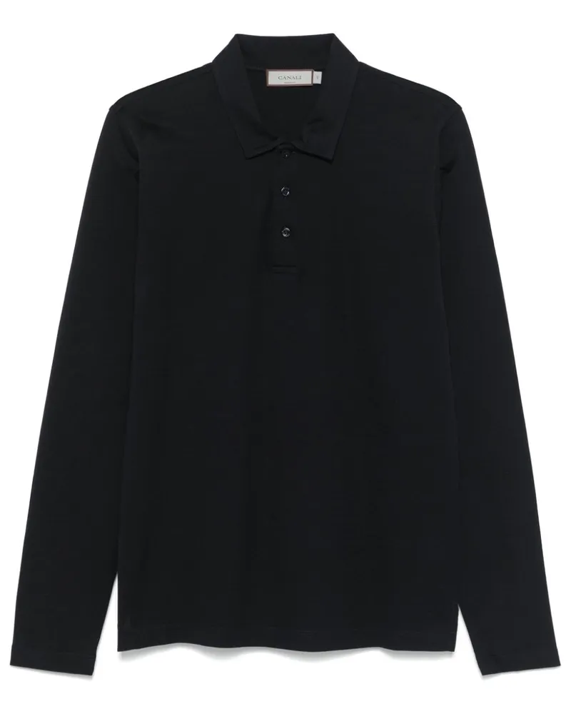 Canali Poloshirt aus Pikee - Blau Blau