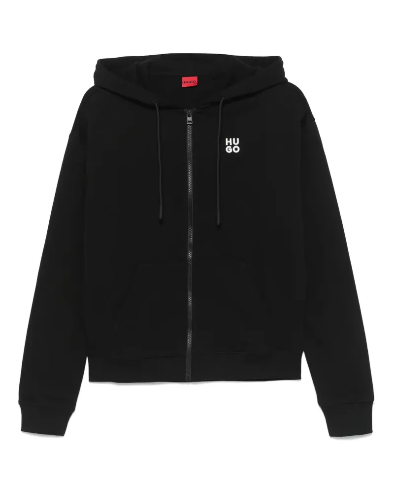 HUGO BOSS Hoodie mit Logo-Stickerei - Schwarz Schwarz