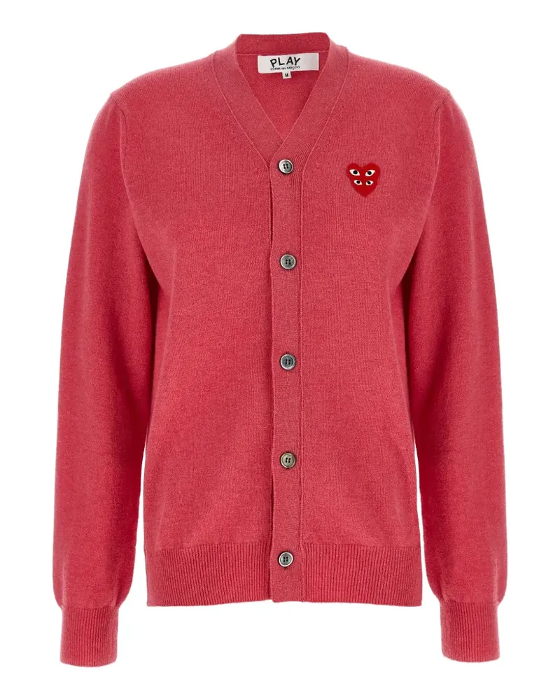 Comme des Garçons Double Red Emblem Cardigan - Rosa Rosa