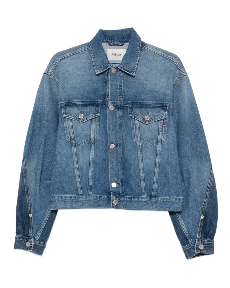 Replay panelled curved-sleeve denim jacket - Blau Blau
