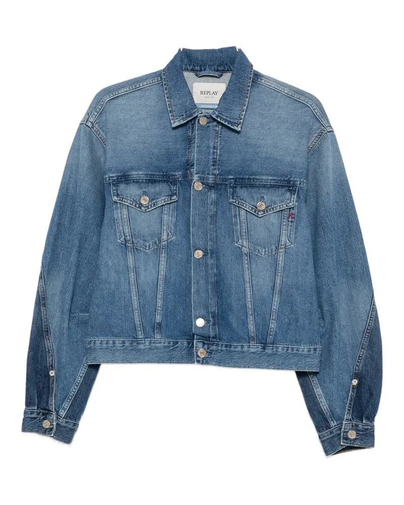 Replay panelled curved-sleeve denim jacket - Blau Blau