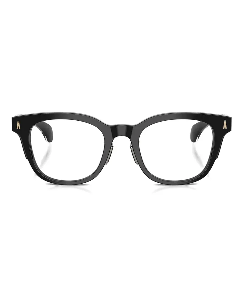 Moncler Eckige Brille mit goldfarbenem Detail - Schwarz Schwarz