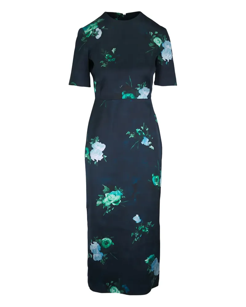 Erdem Kleid mit Rosen-Print - Blau Blau