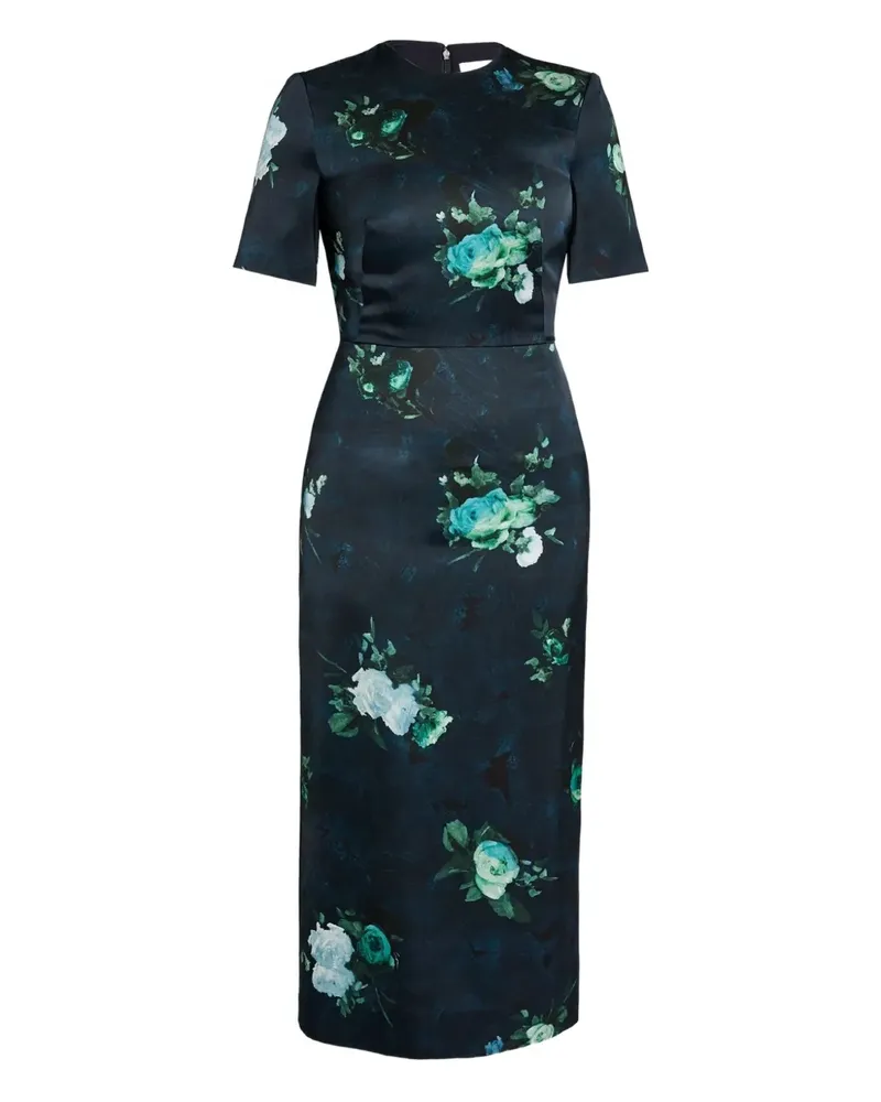 Erdem Kleid mit Rosen-Print - Blau Blau