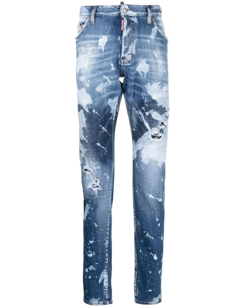 Dsquared2 Gerade Jeans mit Farbklecks-Print - Blau Blau