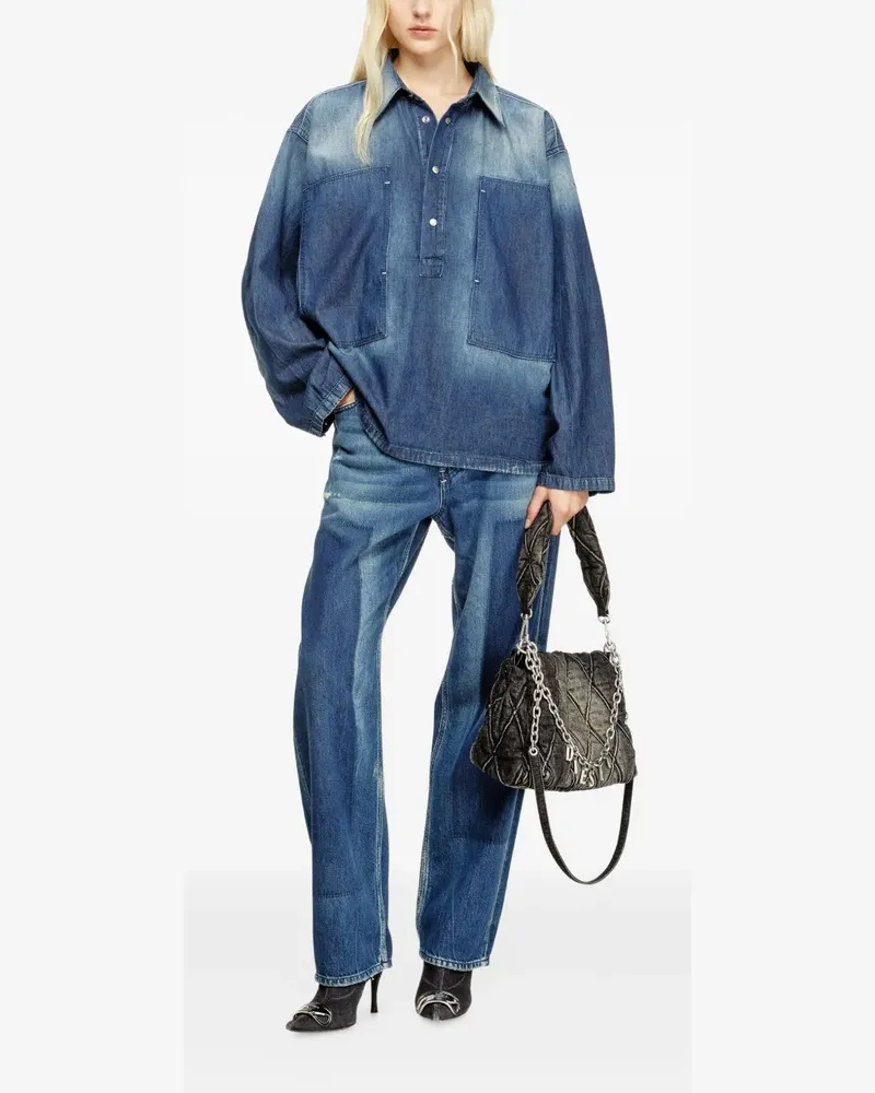 Diesel Klassisches Henley-Hemd - Blau Blau