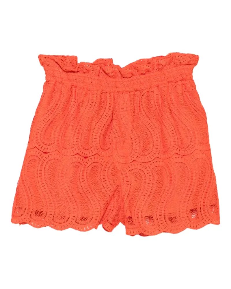 Raquel Diniz Bahia guipure-lace ruffled shorts - Orange Orange
