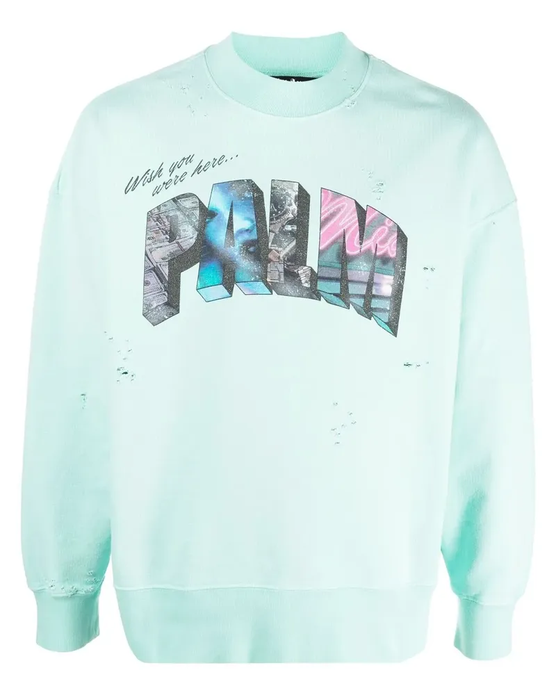 Palm Angels Sweatshirt mit grafischem Print - Blau Blau