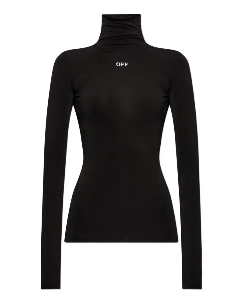 OFF-WHITE logo-print high-neck top - Schwarz Schwarz