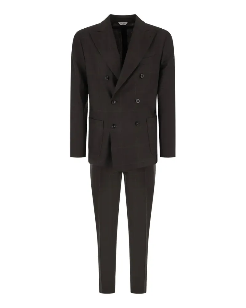 Boglioli double-breasted checked wool suit - Braun Braun