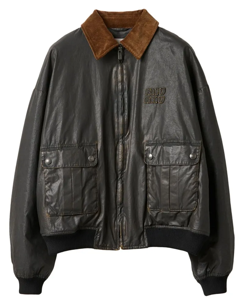 Miu Miu Bomberjacke aus Popeline - Schwarz Schwarz