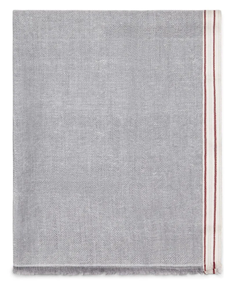 Brunello Cucinelli Schal mit Kontrastrand - Grau Grau