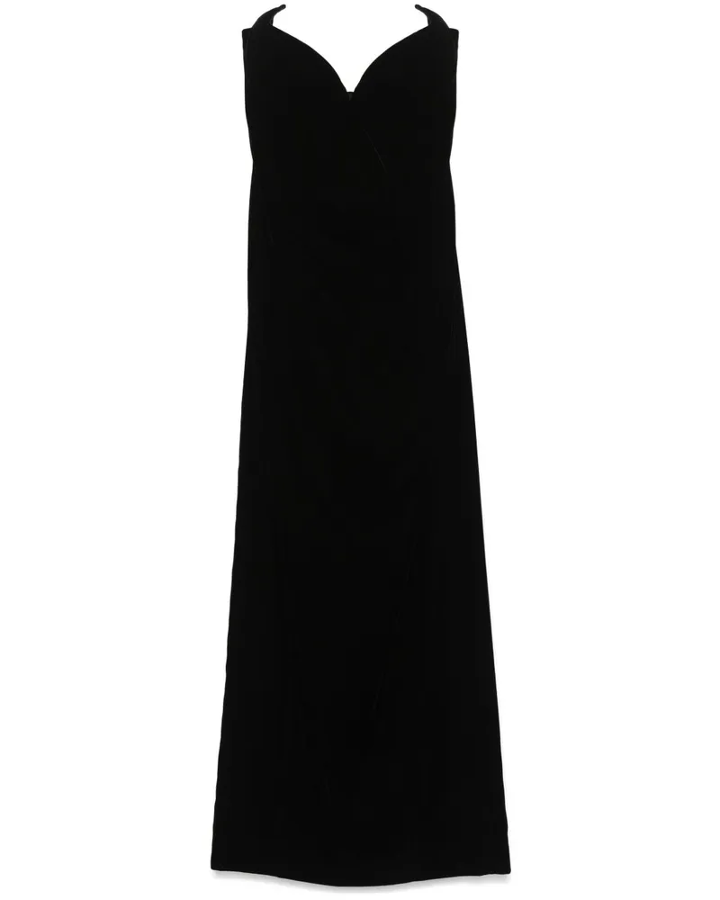 Thierry Mugler Trägerloses Samtkleid - Schwarz Schwarz
