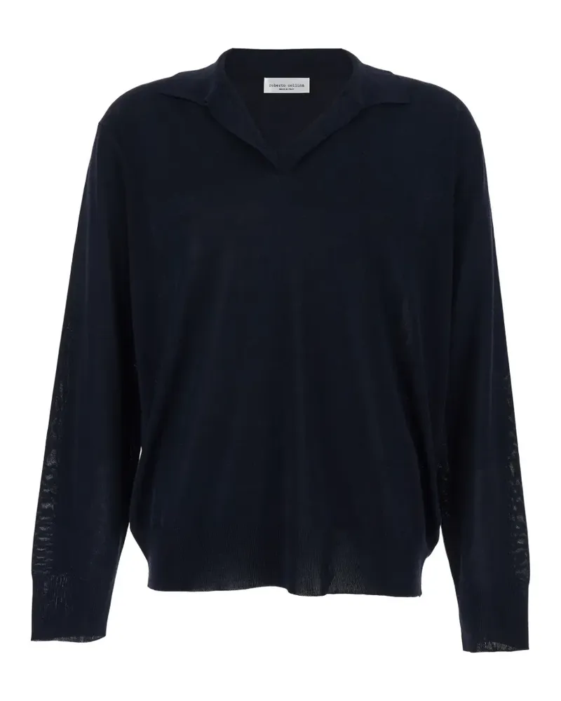 Roberto Collina Pullover mit Poloshirtkragen - Blau Blau