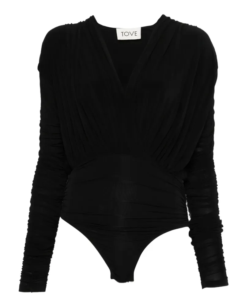 TOVE V-neck bodysuit - Schwarz Schwarz
