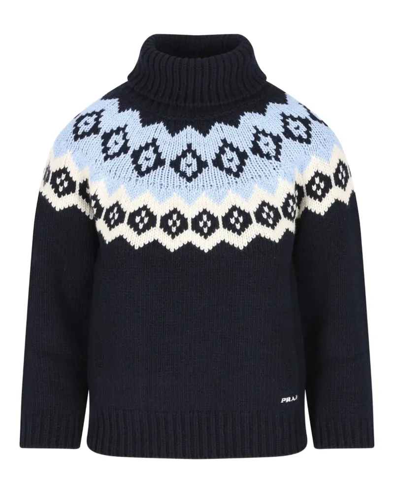 Prada patterned roll-neck sweater - Blau Blau