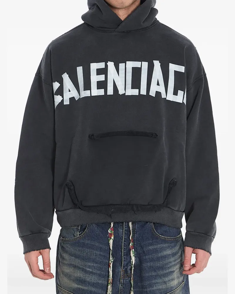 Balenciaga Tape Type Hoodie mit Logo-Print - Schwarz Schwarz