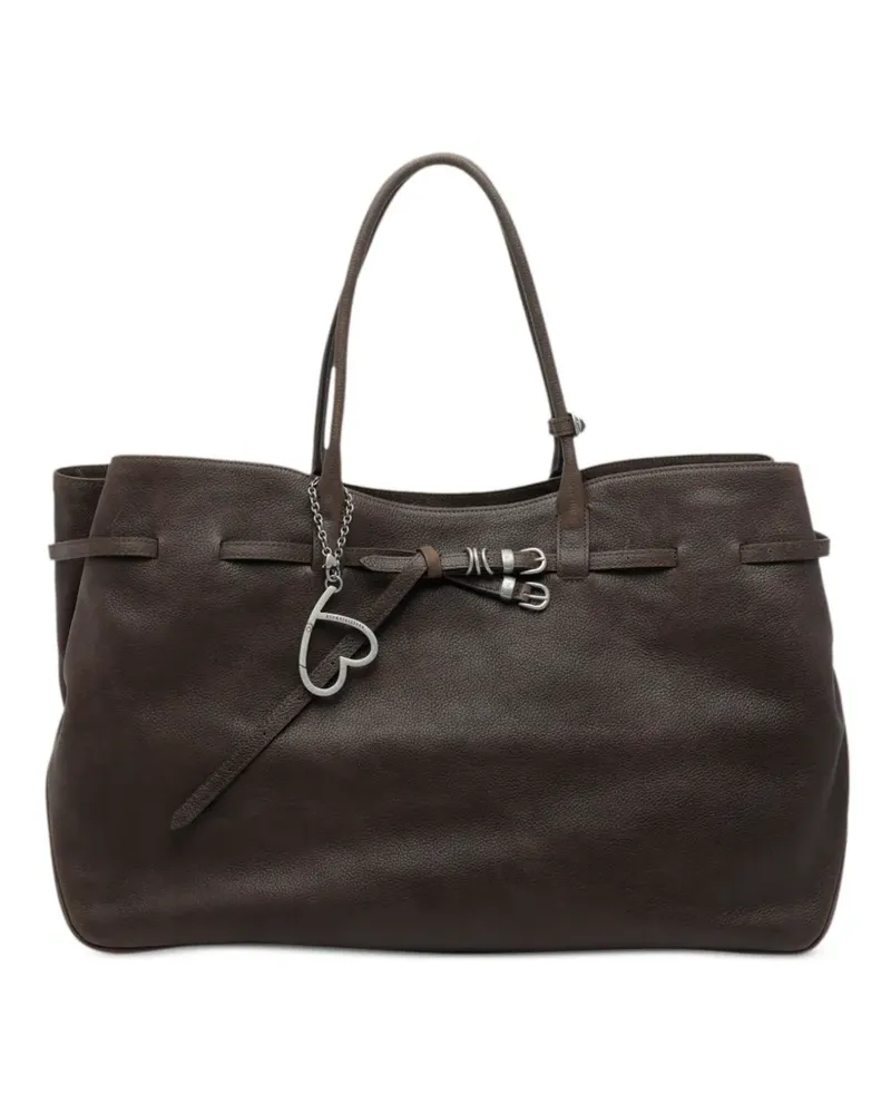 Marge Sherwood Schultertasche mit Herzanhänger und Schnalle - Braun Braun