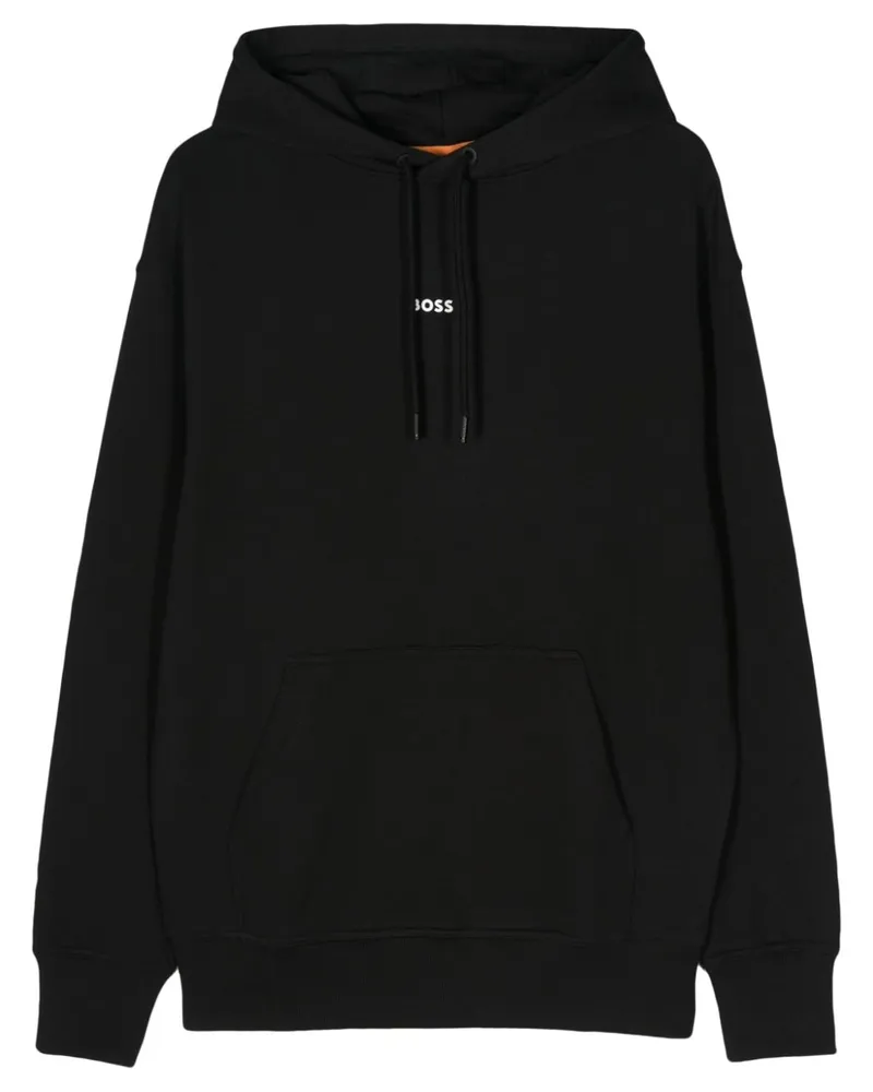 HUGO BOSS Hoodie mit gummiertem Logo - Schwarz Schwarz