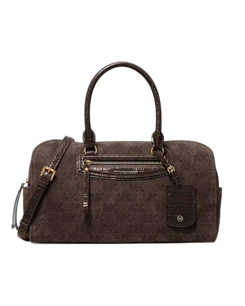 Michael Kors Mittelgroße Jet Set Reisetasche aus Wildleder mit Logo-Prägung - Braun Braun
