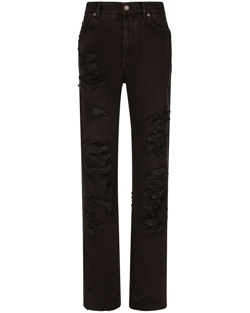 Dolce & Gabbana Ausgestellte Jeans in Distressed-Optik - Schwarz Schwarz