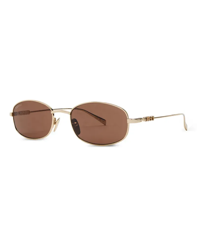 Gucci Sonnenbrille mit ovalem Gestell - Gold Gold
