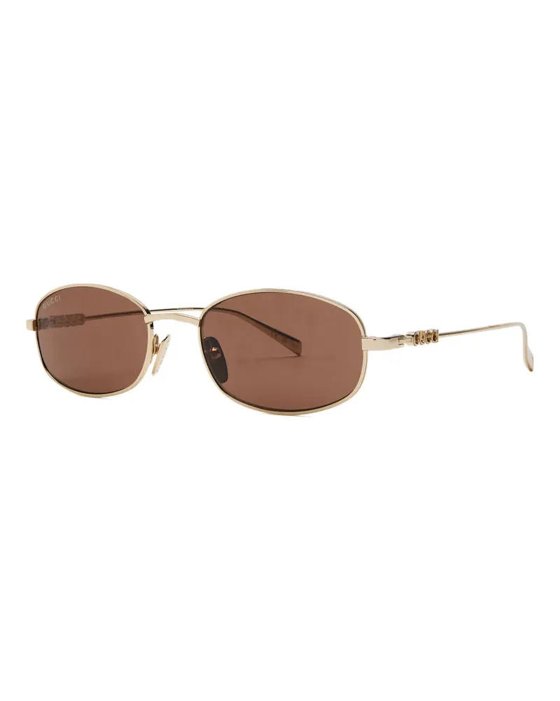 Gucci Sonnenbrille mit ovalem Gestell - Gold Gold
