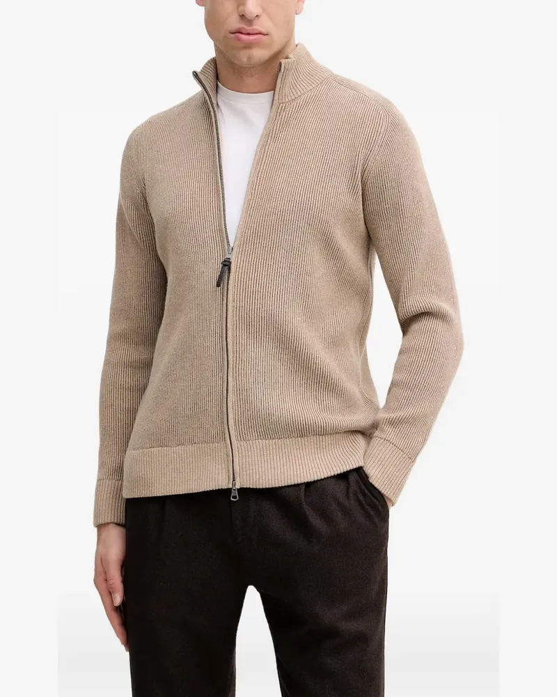 Hackett Gerippter Cardigan mit Reißverschluss - Nude Nude