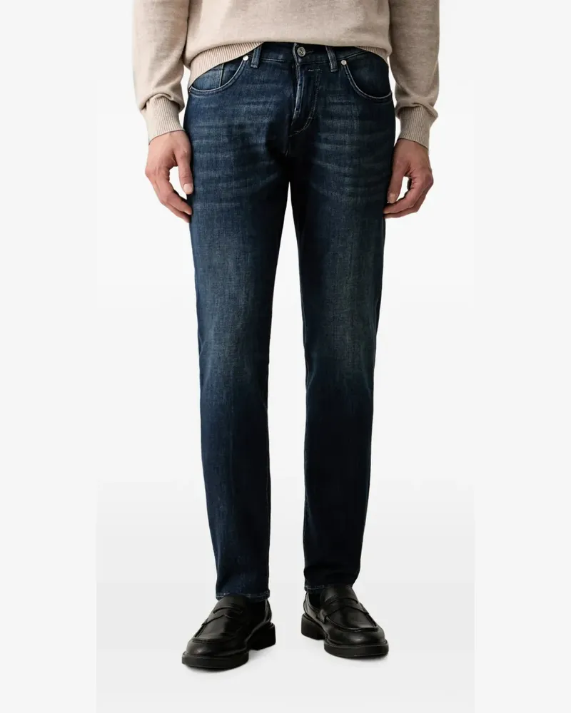 Karl Lagerfeld logo-patch whiskered jeans - Blau Blau