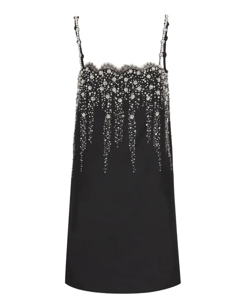 Valentino Garavani crystal-embellished lace-trim dress - Schwarz Schwarz