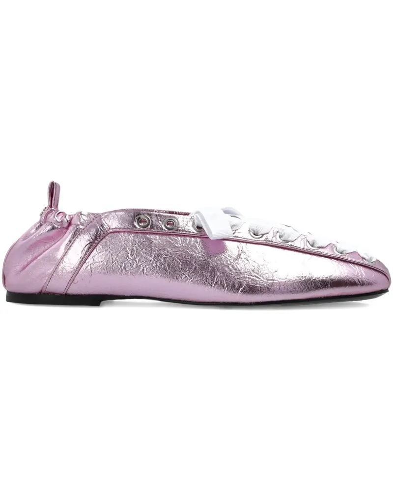 Ganni lace-up ballerinas - Rosa Rosa