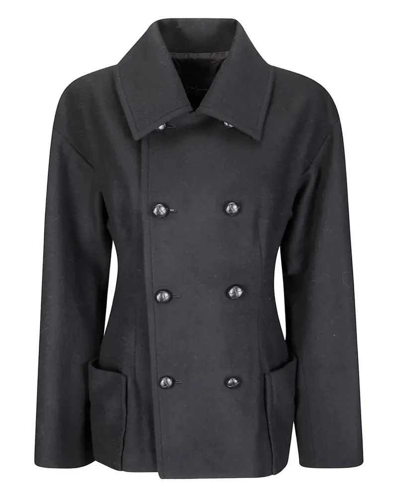 Yohji Yamamoto Doppelreihiger Mantel - Schwarz Schwarz