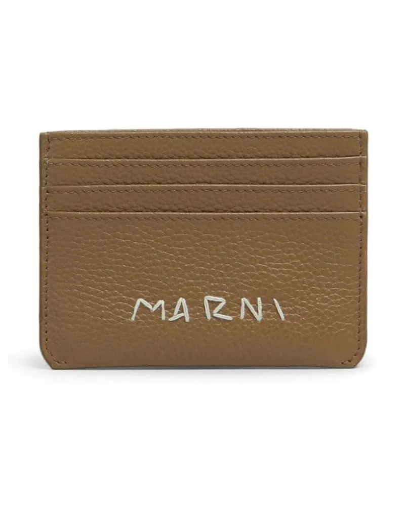 Marni Kartenetui mit Logo-Stickerei - Braun Braun