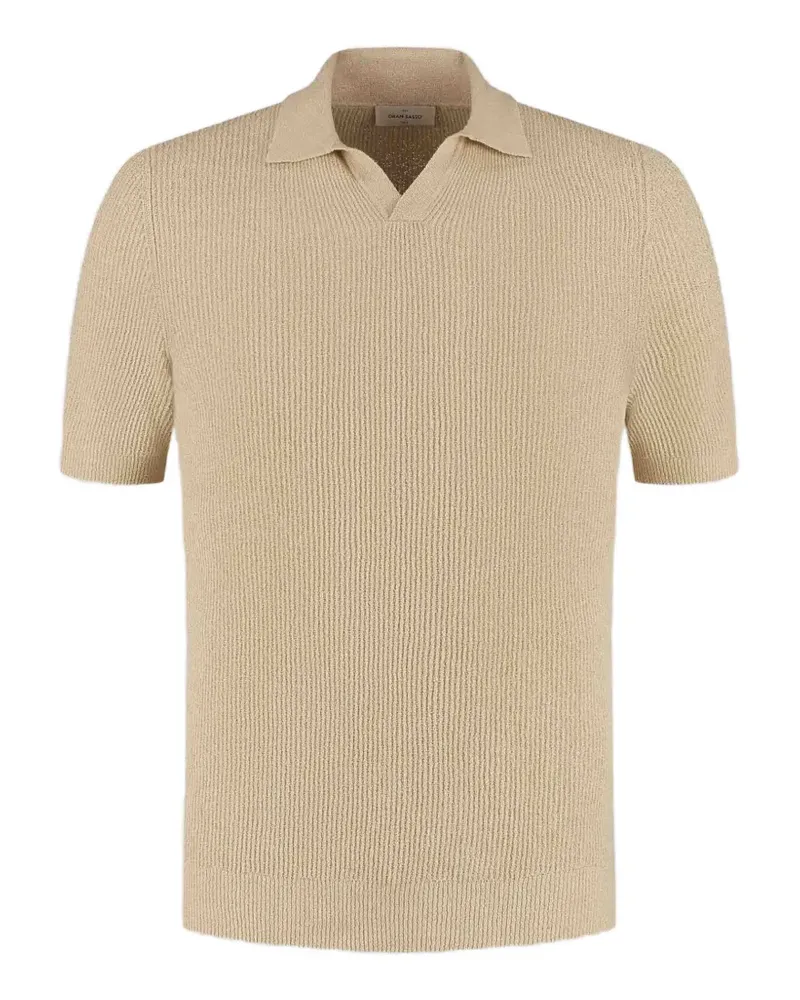 Gran Sasso V-neck ribbed polo shirt - Nude Nude