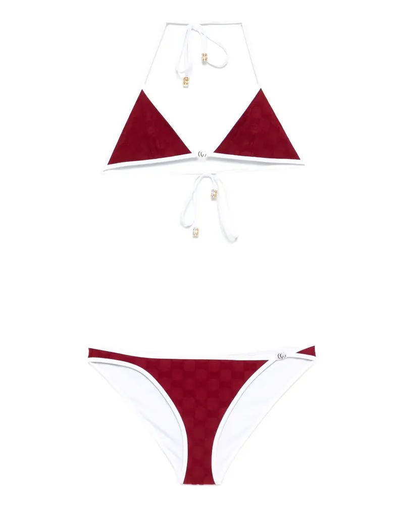 Gucci GG Bikini aus Frottee mit geometrischem Print Rot