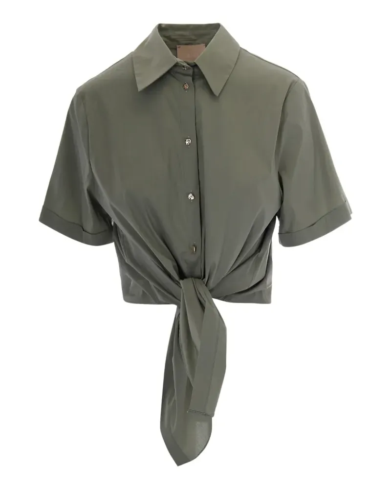 Liu Jo front-tie short-sleeve cotton shirt - Grün Grün