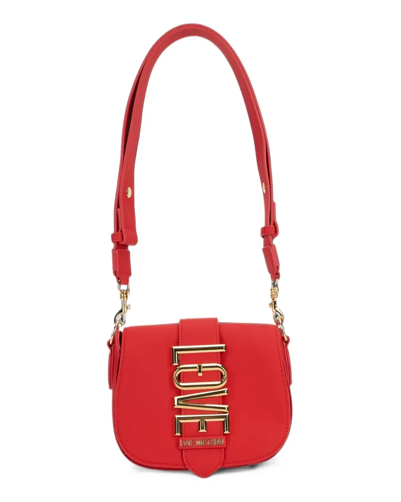 Moschino Schultertasche mit Logo-Schild - Rot Rot