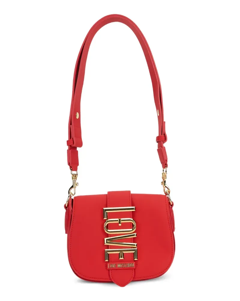 Moschino Schultertasche mit Logo-Schild - Rot Rot