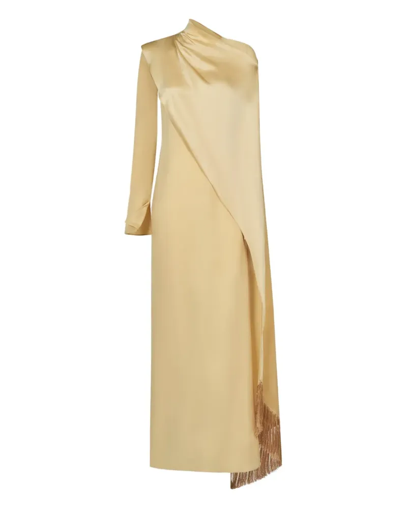 Taller Marmo Drapiertes Mounia Maxikleid mit Fransen - Nude Nude