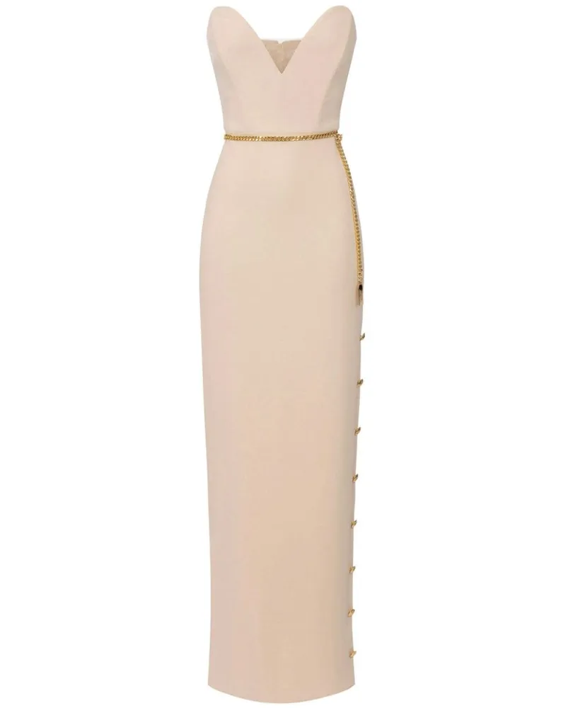 Elisabetta Franchi Schulterfreies Maxikleid - Nude Nude