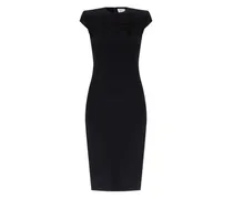 Besticktes Midikleid aus Spitze mit angeschnittenen Ärmeln - Schwarz