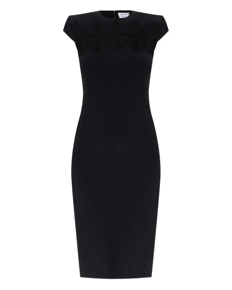 Alexander McQueen Besticktes Midikleid aus Spitze mit angeschnittenen Ärmeln - Schwarz Schwarz