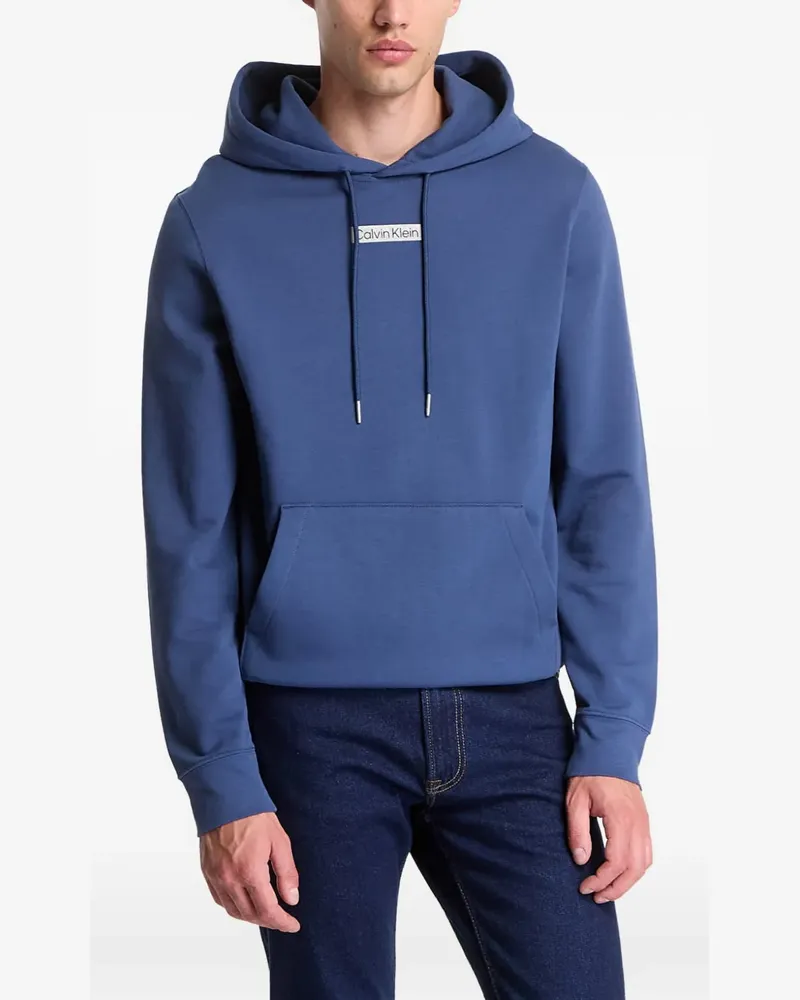 Calvin Klein logo-patch pouch-pocket hoodie - Blau Blau