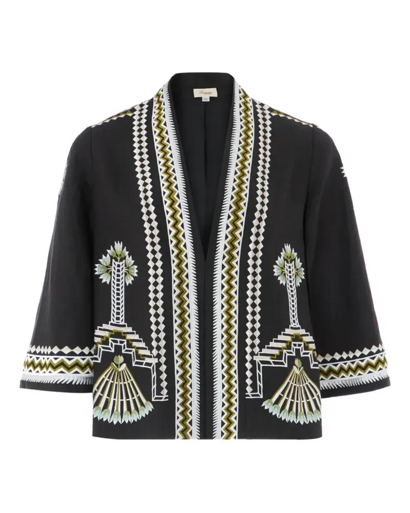 Temperley London embroidered linen jacket - Schwarz Schwarz