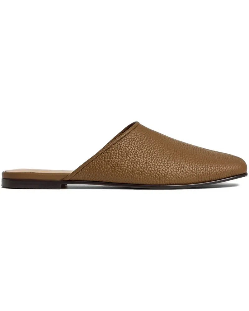 12 STOREEZ Mules aus gekörntem Leder - Braun Braun