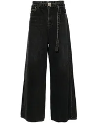 Sacai Jeans mit weitem Bein Schwarz